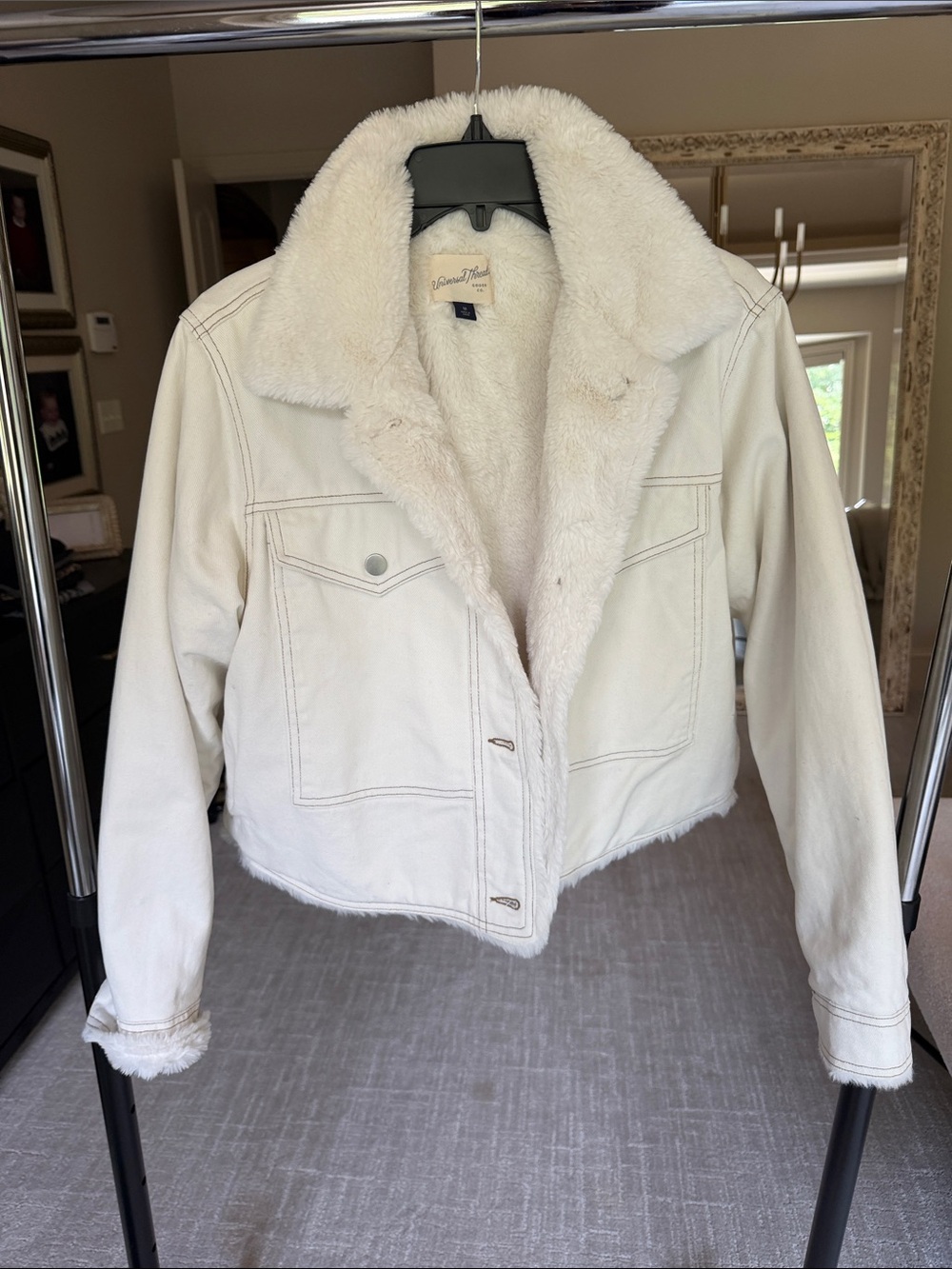 Universal Thread Off-White Sherpa-Lined Jean Jacket